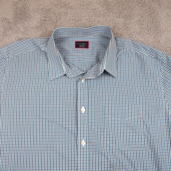 UNTUCKit‎ Shirt Men's XXL Wrinkle Free Long Sleeve Button Down Blue Striped EUC - Picture 4 of 11